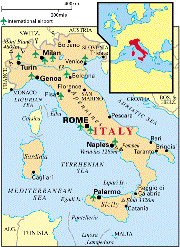 Mapa de los aeropuertos de Italia