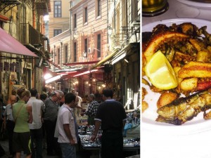 Mercado de Palermo y plato marino