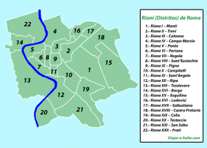 Mapa de los Rioni de Roma