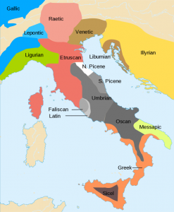 Mapa de la edad del Hierro en Italia