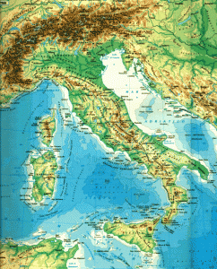 Mapa físico de Italia