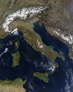 Imagen satelital de Italia en Marzo de 2003